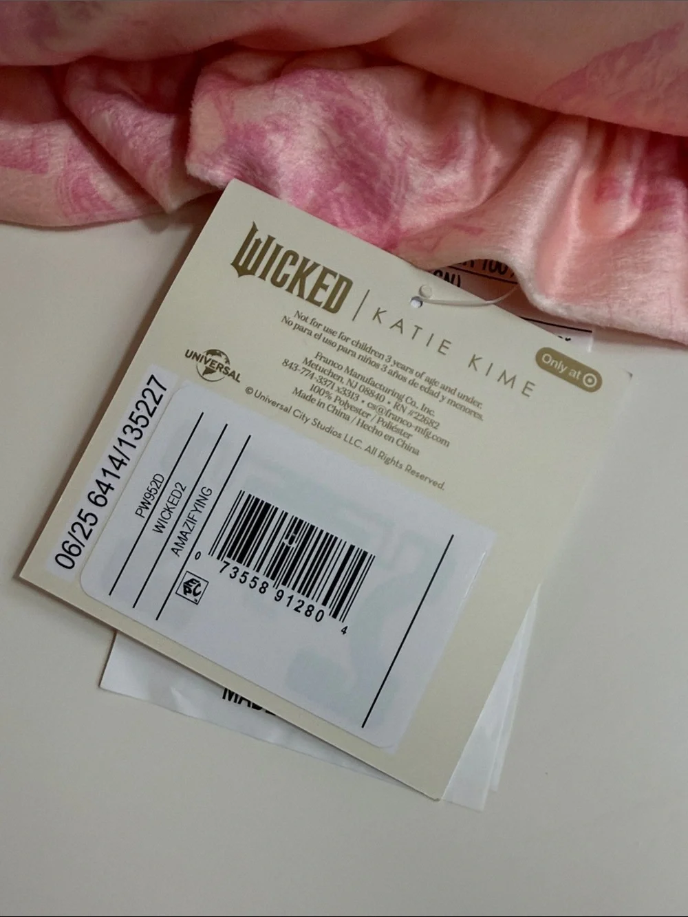Wicked: For Good x Katy Kime-Pink Throw Pillow 